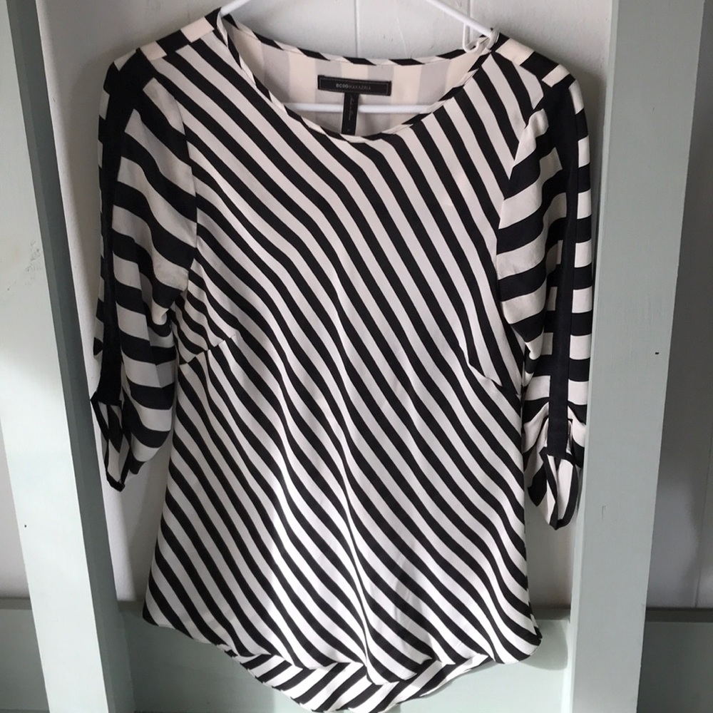 BCBG Maxazria sriped open back top